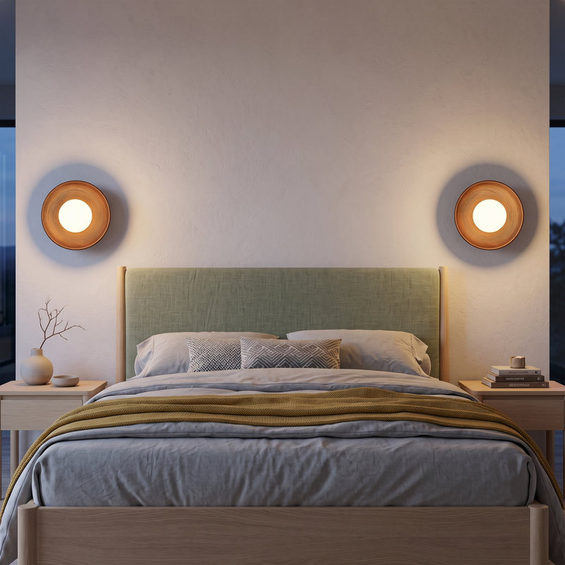 Walnut Wood Curved Bowl Wall Sconce