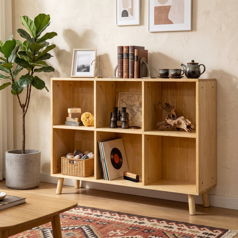 Étagère de rangement en bois à 2 niveaux avec rangement en bois
