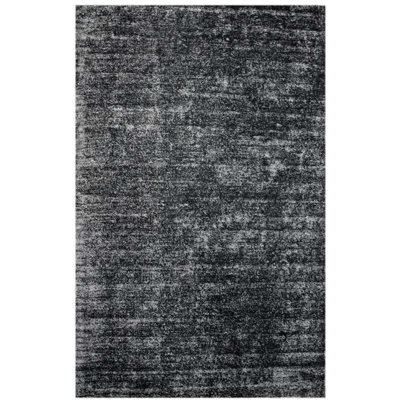 Tapis décoratif bleu marine tissé à plat à la main Hans, Gris, Rectangle 7 pi 9 po x 9 pi 9 po