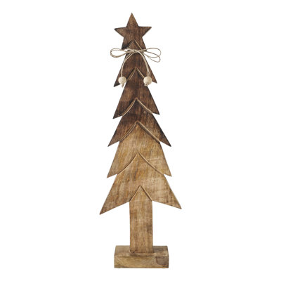 Figurine d'arbre de Noël en bois brun