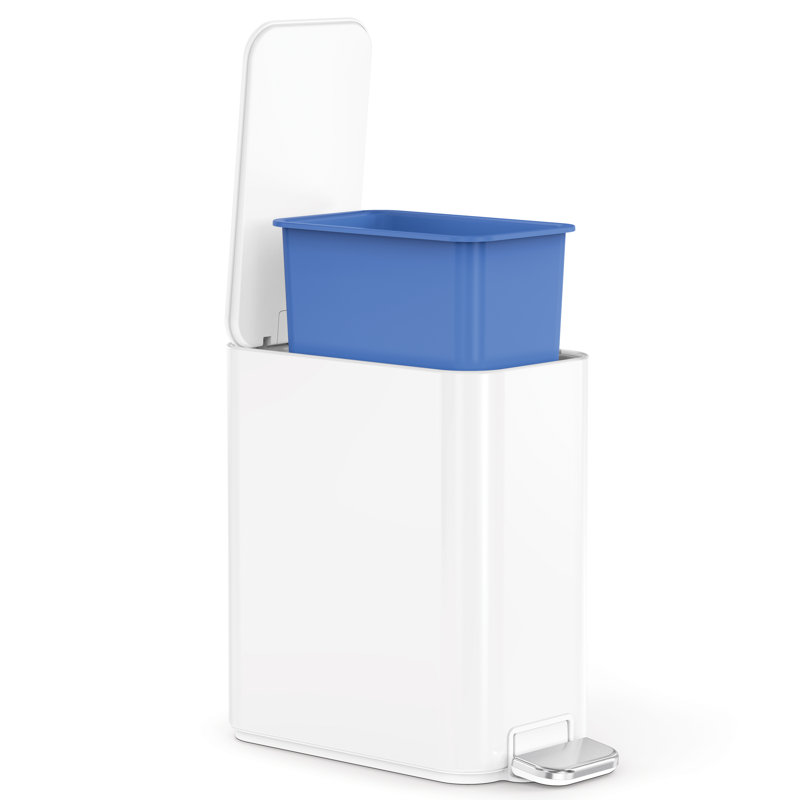 Simplehuman 5 Liter / 1.3 Gallon Slim Steel Step Trash Can, White
