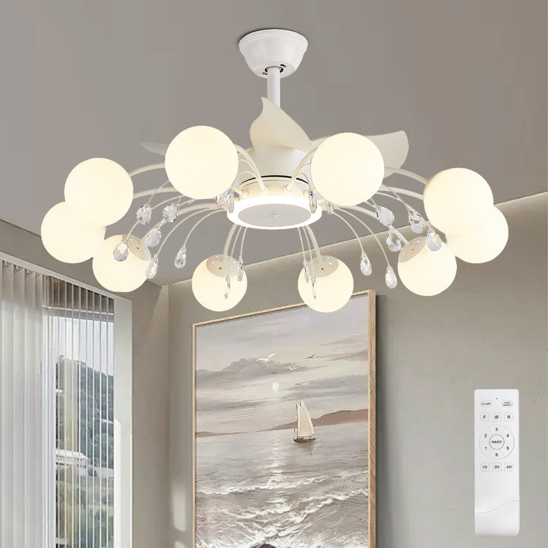 Ventilateur de plafond sans lame 39,4 "avec télécommande et 10 lumières, Blanc