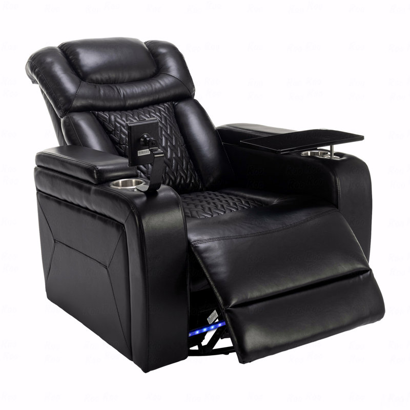 270 Degree With Swivel Function PU Leather With Power Recliner Function Individual Seat Home Theater Recliner With Tray Table, With Phone Holder, Cup Holder, With USB Port Port, Hidden Arm Storage For Living Room