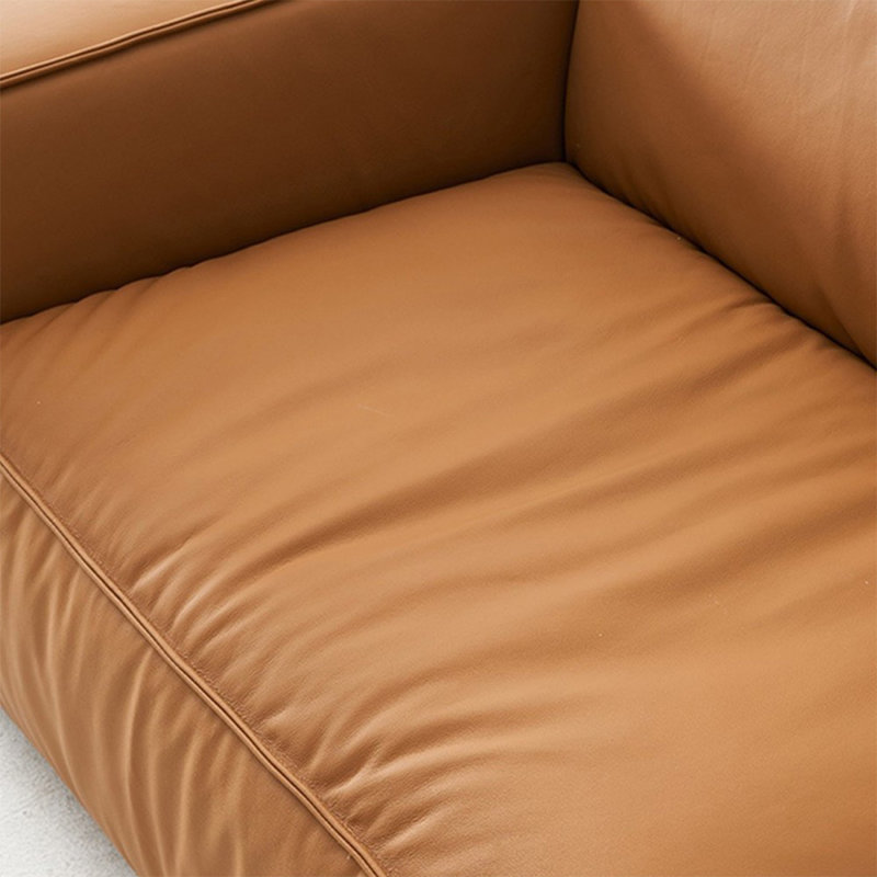 Orange Genuine Leather Modular Sofa cushion couch