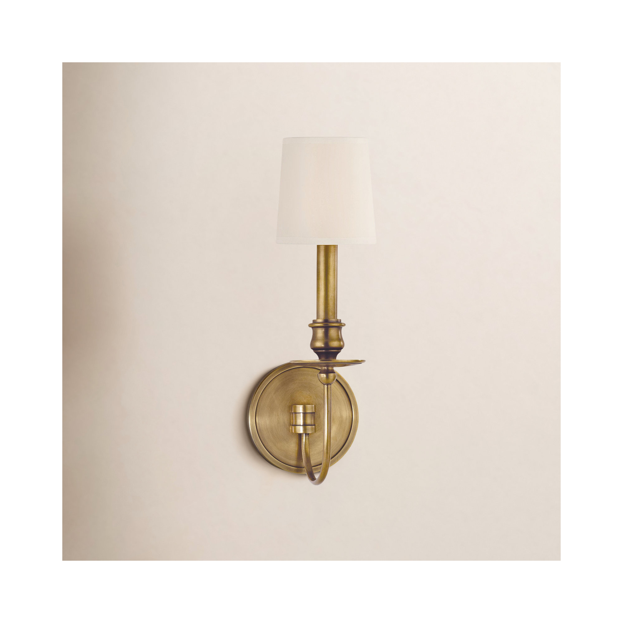 Coby Single Light Dimmable Candle Wall Light, Aged Brass, Cream