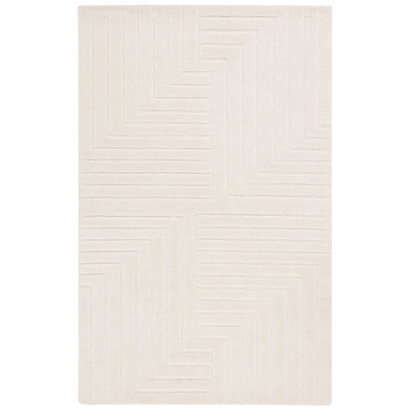 Tapis ivoire en laine / coton touffeté à la main Nicoleann, Rectangle 4 pi x 6 pi