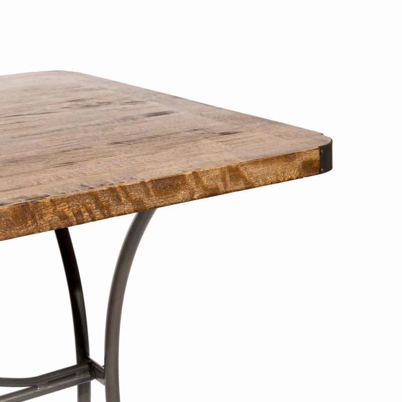 Solid Wood Top Metal Base Dining Table, L120 x W70cm