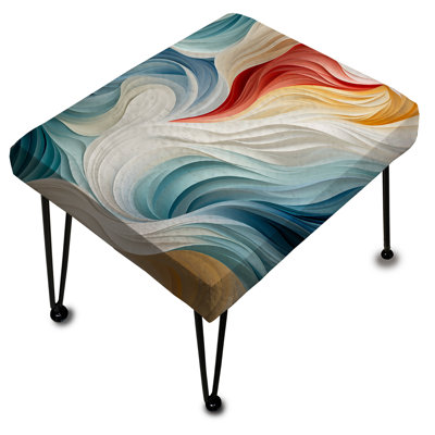 Repose-pieds blanc et bleu Marble Wave