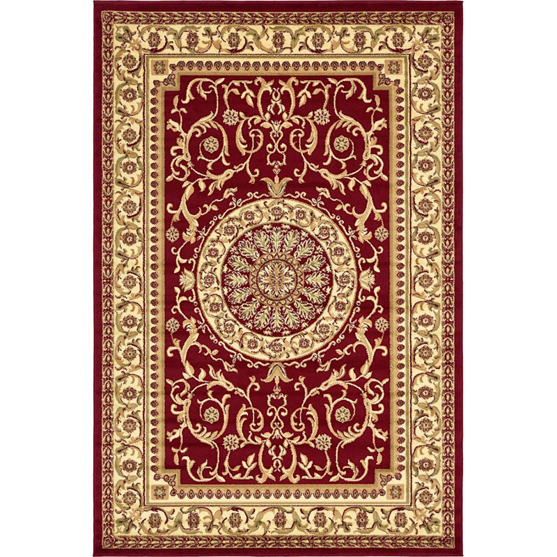 Tapis à motif oriental rouge Royale, Rectangle 2 pi 2 po x 3 pi