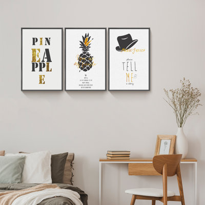 " Pineapple Framed Wall Art " 3 - Pieces
