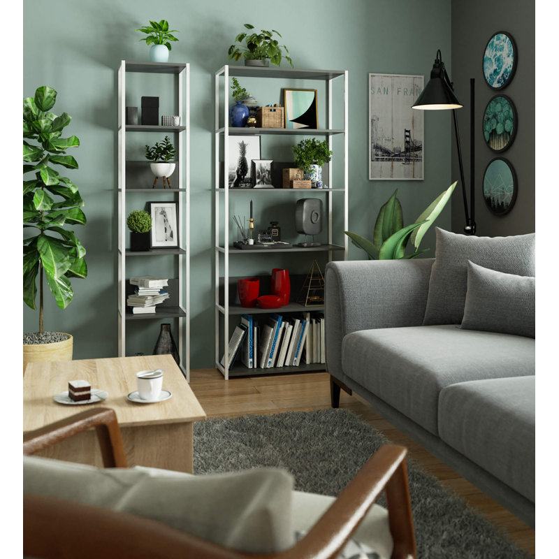 Shavonya 192cm H Metal Bookcase, (6 Shelves) 192cm H x 40cm W x 32cm D