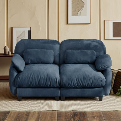2-Seater Chenille Modular Cloud Sofa with Deep Seats and Lumbar Pillows