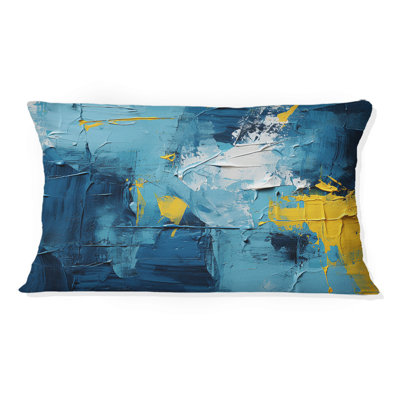 Coussin Bliss Of Happiness en jaune et bleu II - Abstract Collages