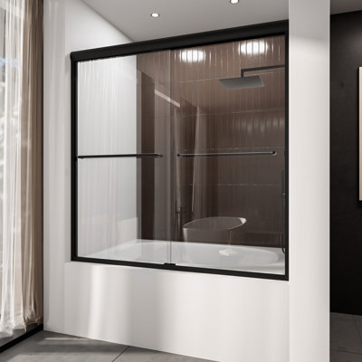 60'' W x 60'' H Double Sliding Framed Tub Door With 1/4" Clear Glass