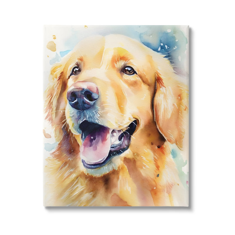 Happy Retriever par Petals Prints Design, H 20 po x l 16 po x P 1,5 po