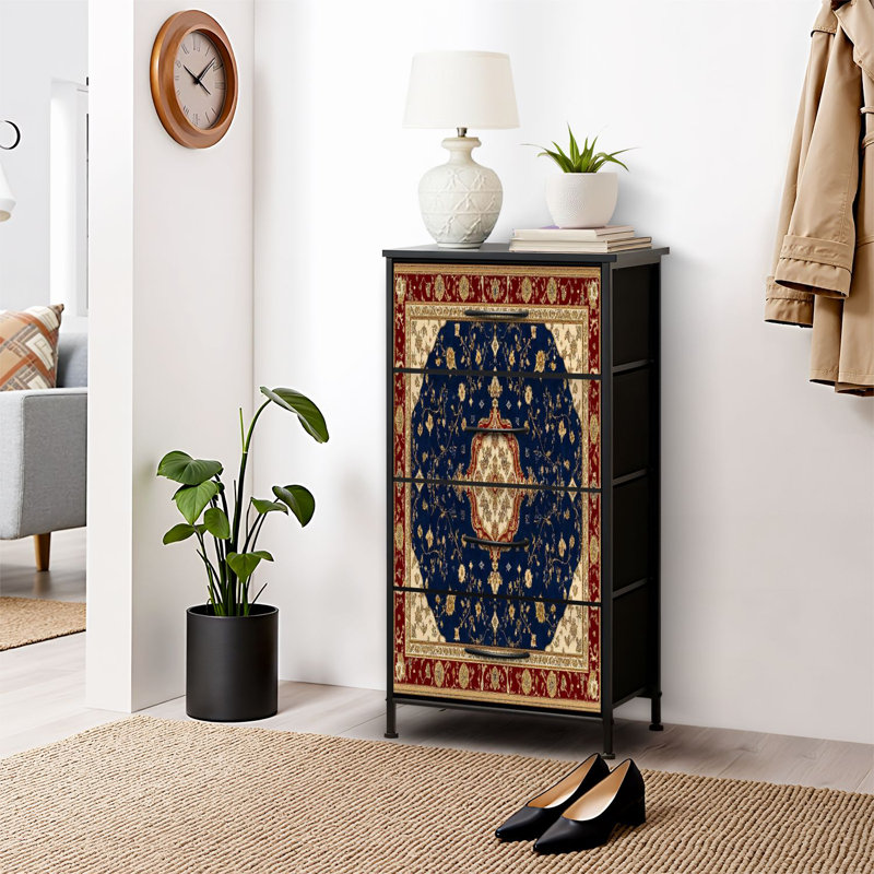 Commode pour commode de chambre à coucher Tapis exquis bourgogne foncé bleu royal doré Teintes et commodes de rangement Organisateur de placard en tissu avec bacs de rangement