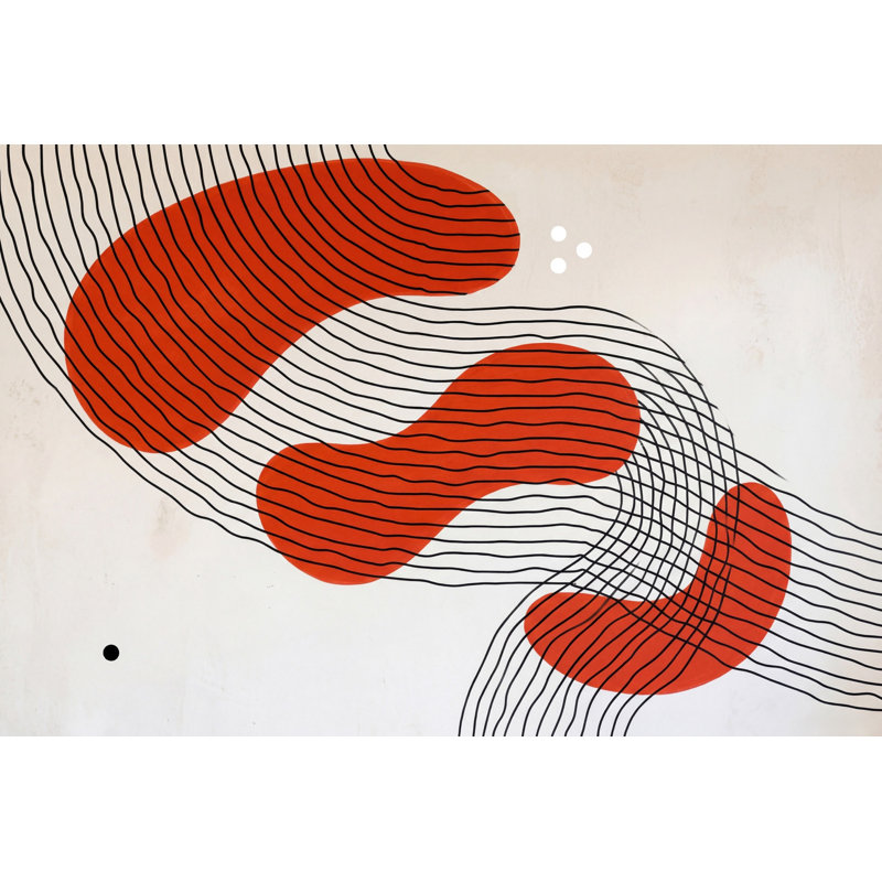 Papier peint moderne de style Mid-Century sur fond blanc, 140 po x 108 po, Texturé non collé
