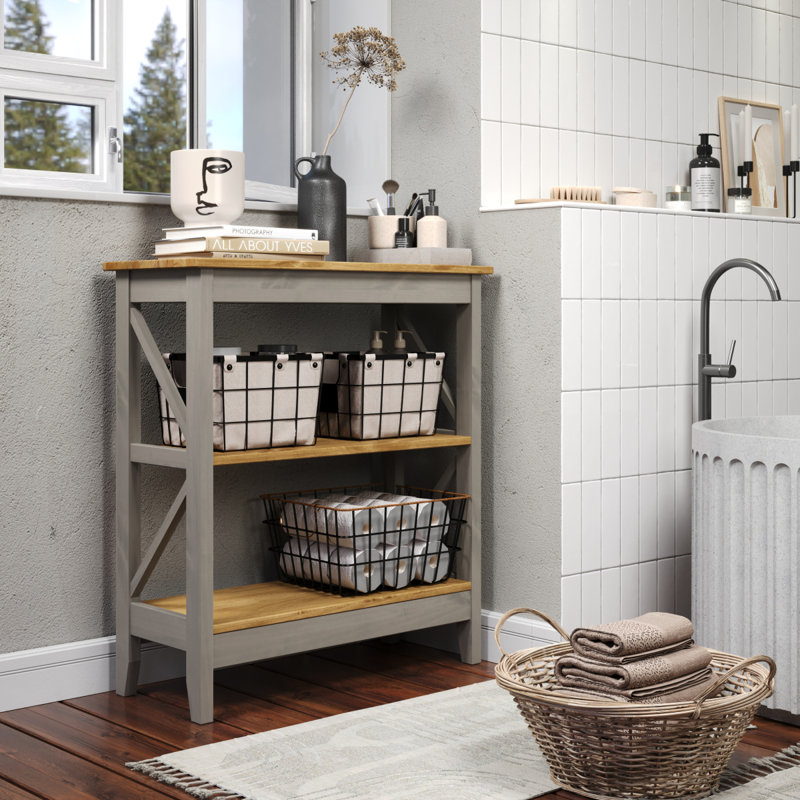 Loughlam 31.50'' W Solid Wood Shelving Unit, Gray