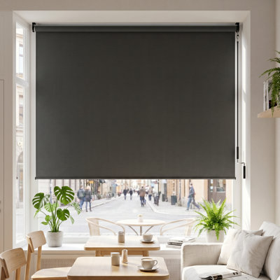 Store à enroulement extérieur sans cordon 10 pi x 8 pi, store de patio avec tissu amélioré 420GSM pour un blocage des rayons UV de 95%, stores résistants aux intempéries pour une utilisation intérieure et extérieure