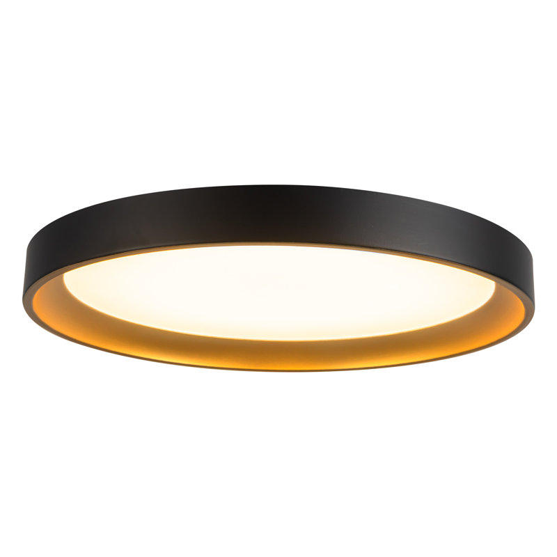 Nix 12-in Black dimmable LED Flush Mount, Matte Black/Gold