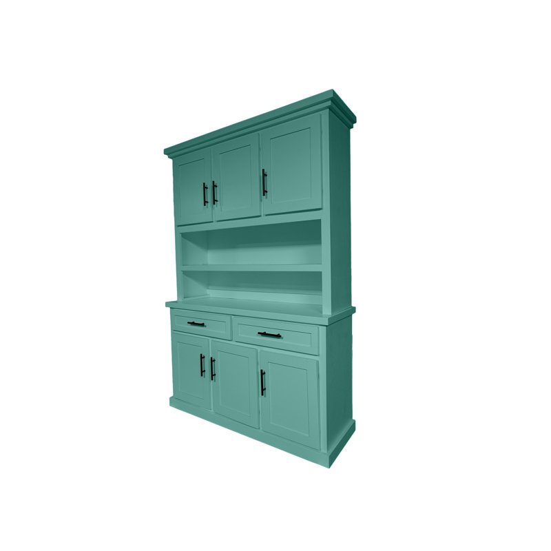 Shaker Style Dining Hutch and Buffet Cabinet, Aqua Fiesta