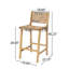 Tabouret de bar d'extérieur sans accoudoirs de 28 po de hauteur avec siège en osier PE et structure en bois d'acacia Fielder-113300772-112328612-112328613