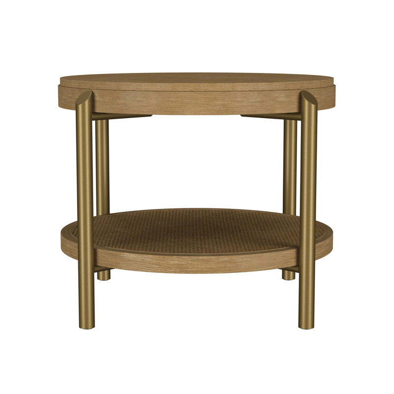 Table de bout ronde avec tablette de rangement