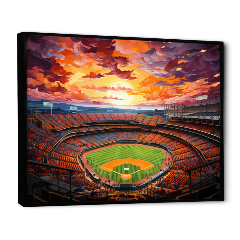 Abstract Baseball Stadium IV - Architecture Canvas Prints, H 16 po x l 32 po, Cadre flottant noir