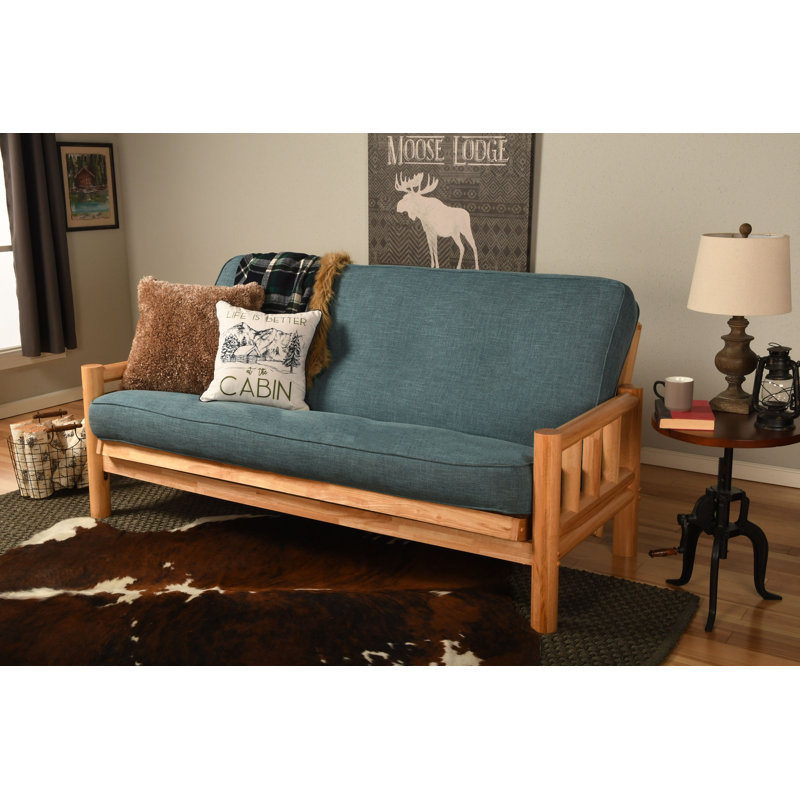Ensemble de futon et matelas Stratford, Naturel, Lin turquoise