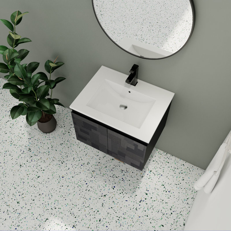 Meuble-lavabo simple 24,47 po avec comptoir en céramique Larae