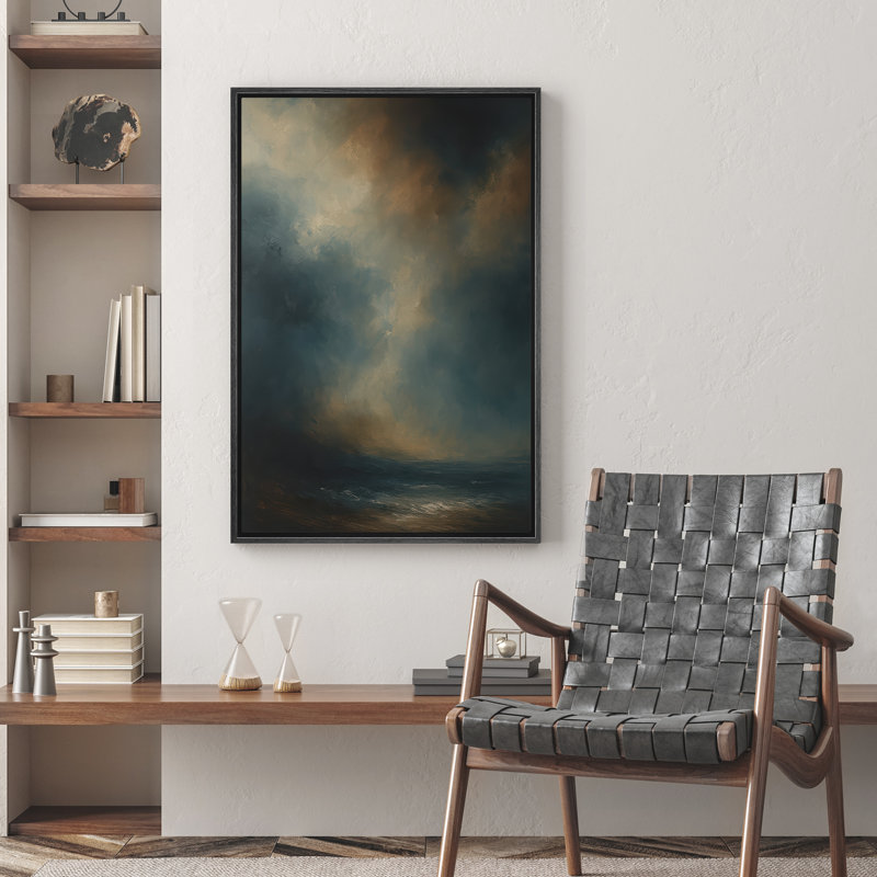 Reproduction d'art abstrait sur toile encadrée pour décoration intérieure moderne, Noir, H 24 po x l 16 po
