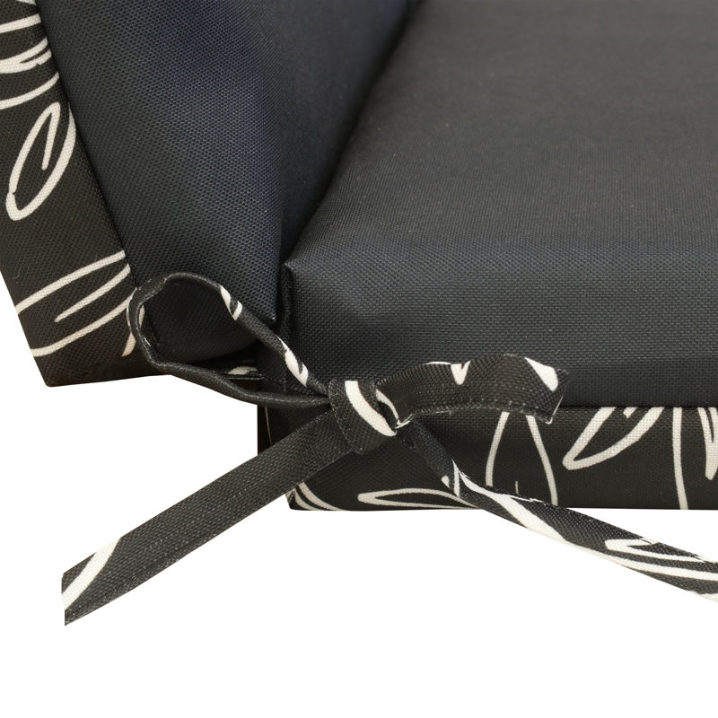 Coussin d'extérieur à haut dossier imprimé 19 x 42 en noir et blanc