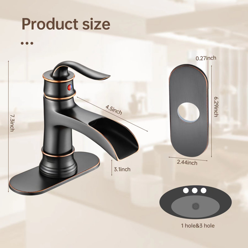 Single-Hole Single-handle Bathroom Faucet with Drain Assembly, Oil Rubbed Bronze