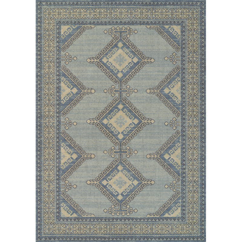Aldona Blue and Brown Oriental Wool and Synthetic Rug