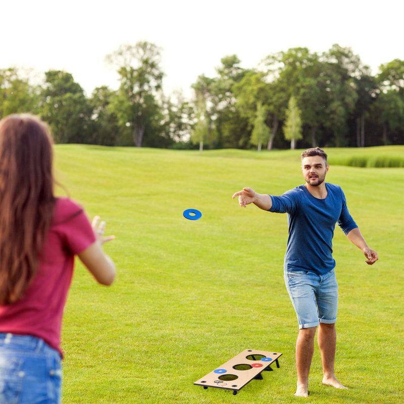 2-in-1 Washers Game and Bean Bag Toss Set - Outdoor Classic Wooden Game for Backyard and Tailgate
