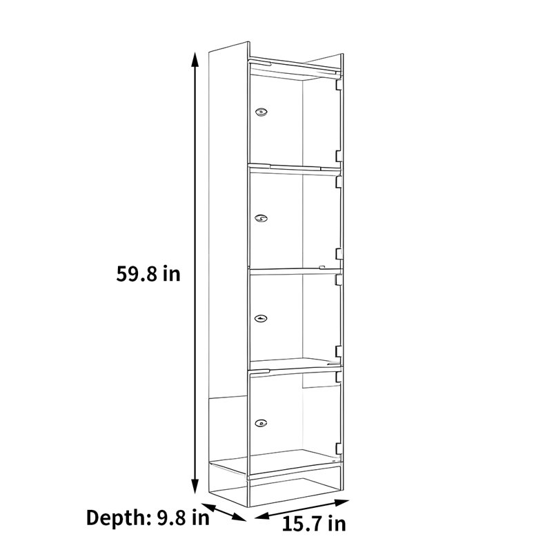 Bibliothèque de rangement simple et créative, Rouge, (5 tablettes) H 59,8 po x l 15,7 po x P 9,8 po