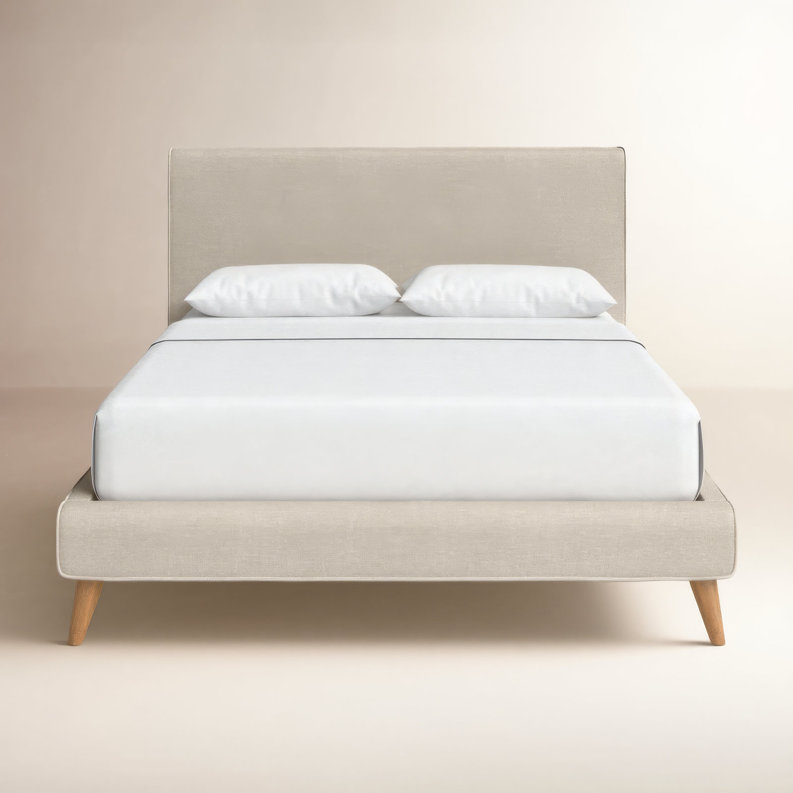 Williams Platform Bed, Queen, Beige Linen