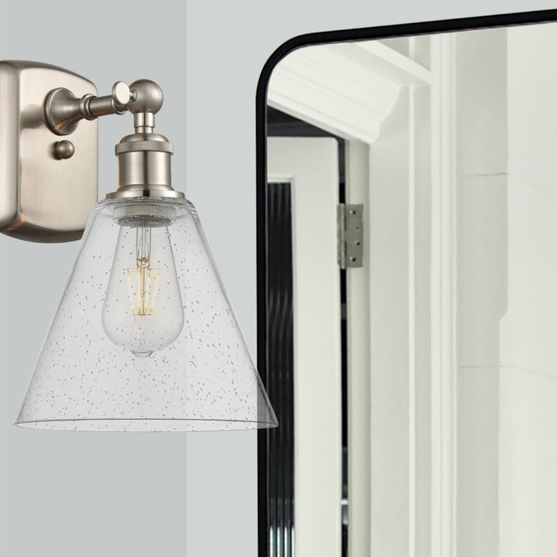 Applique murale 1 lumière 8 po Shauna, DEL, Laiton brossé, Verre fumé