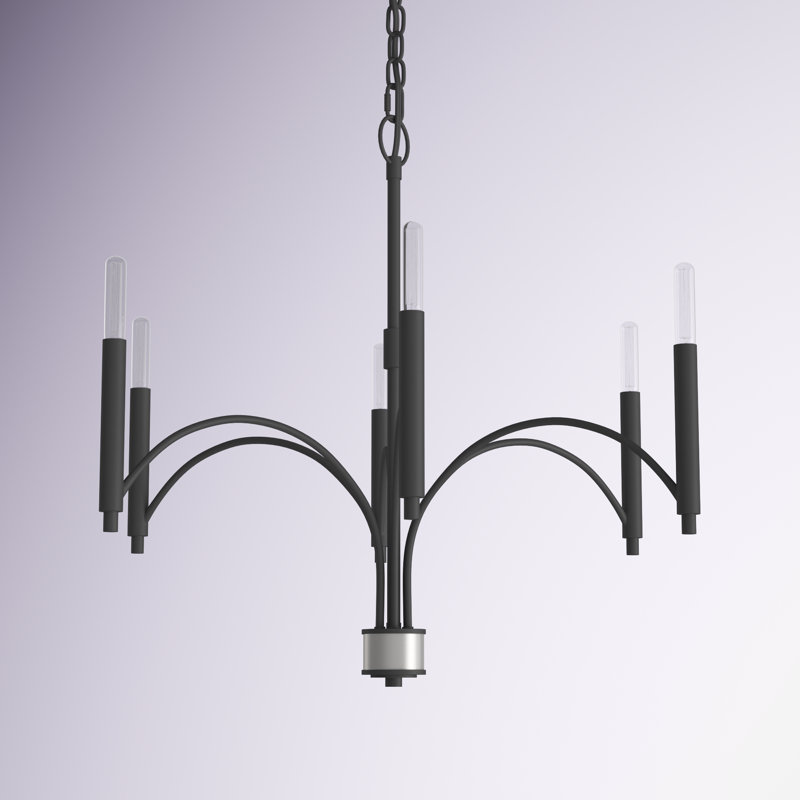 Lustre classique à 6 lumières de style bougie Lochlain, Gris scandinave