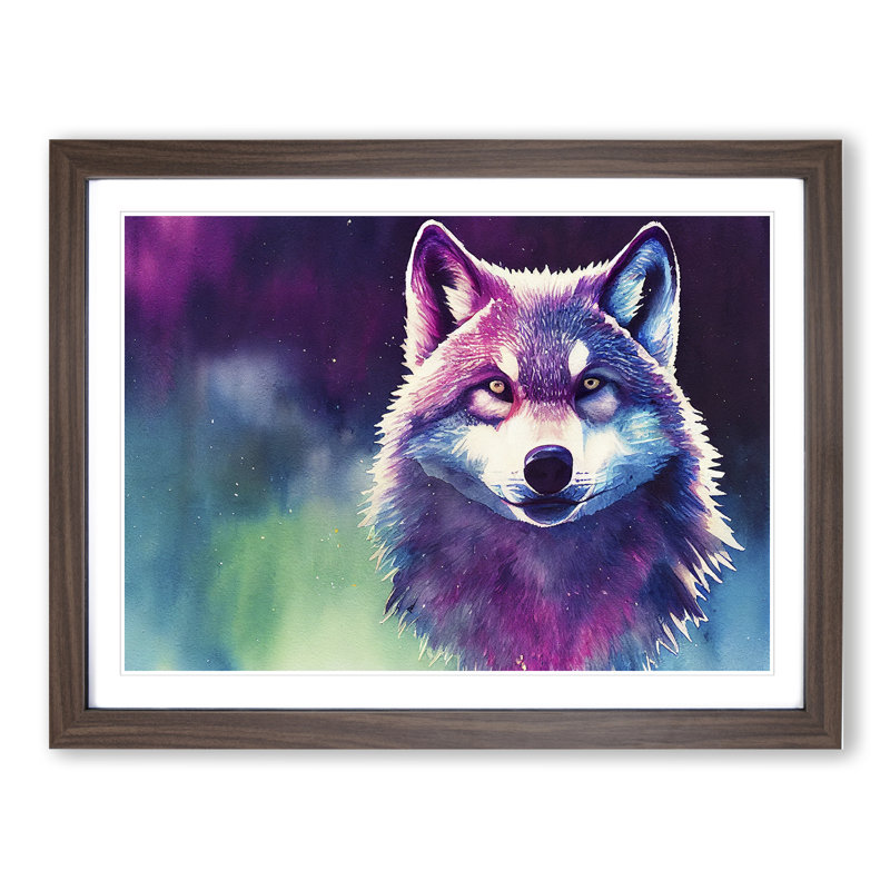 Watercolour Wolf Vol.1 Abstract - Single Picture Frame Print, 25cm H x 34cm W, Dark Brown