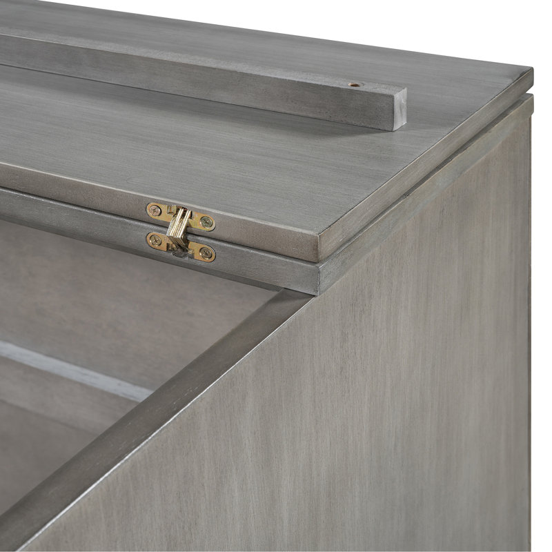 Lit double gris avec tiroirs et chargeurs brossés avec tiroirs spacieux, Gris, Lit double