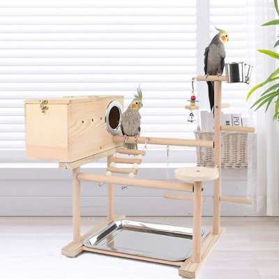 17.7'' Wood Bird Play Gym for Table Top