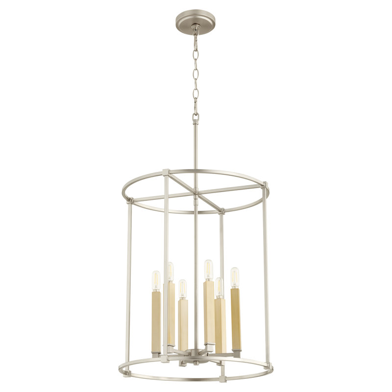 Lustre géométrique à 6 lumières Analie, Nickel satiné