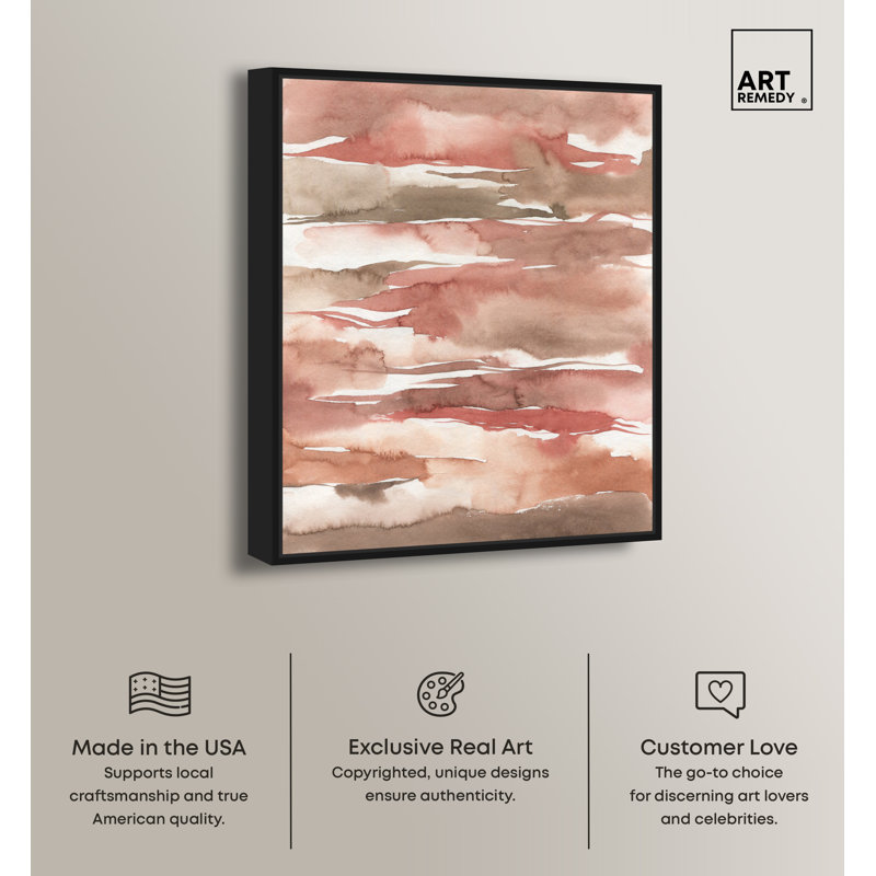 Large Beige and Brown Abstract Canvas Print with Black Frame