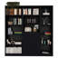 Ensemble de 3 bibliothèques noires pour le salon: 4 tablettes, 2 portes minces pour ranger différents espaces de rangement: 3 tablettes