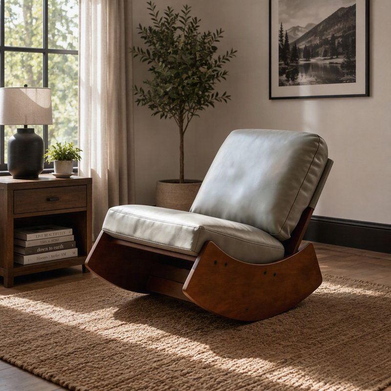 Chaise berçante confortable avec coussin moelleux et structure en bois massif
