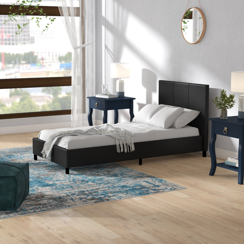 Bearden Upholstered Bed, Single (3'), Black