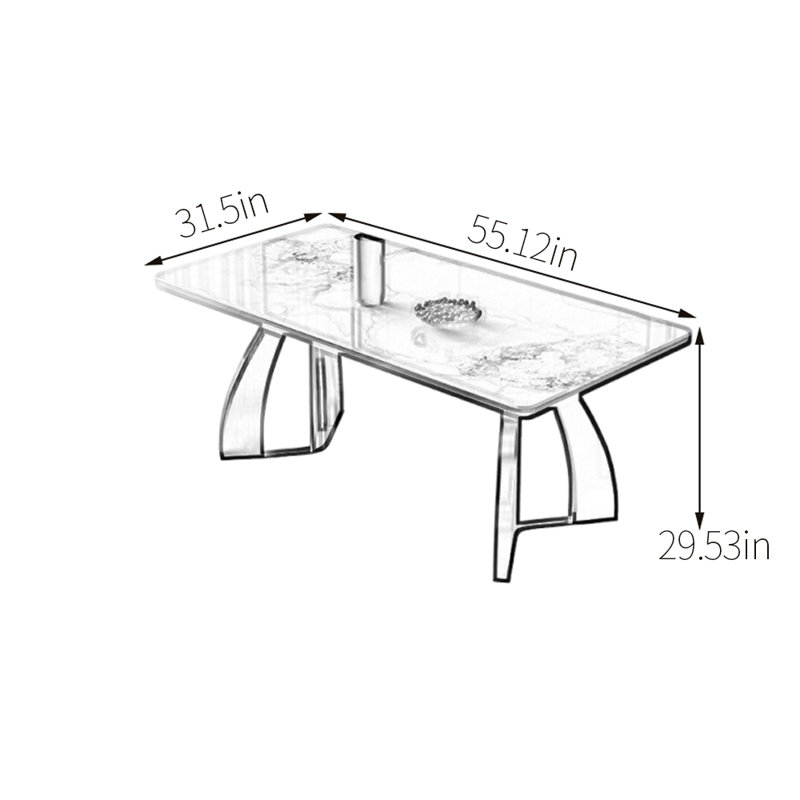 Table de salle à manger en acier inoxydable, H 29,53 po x L 55,12 po x l 31,5 po, Gris