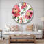 Horloge murale traditionnelle fleurs de printemps rouges et papillon peint à la main-36851184