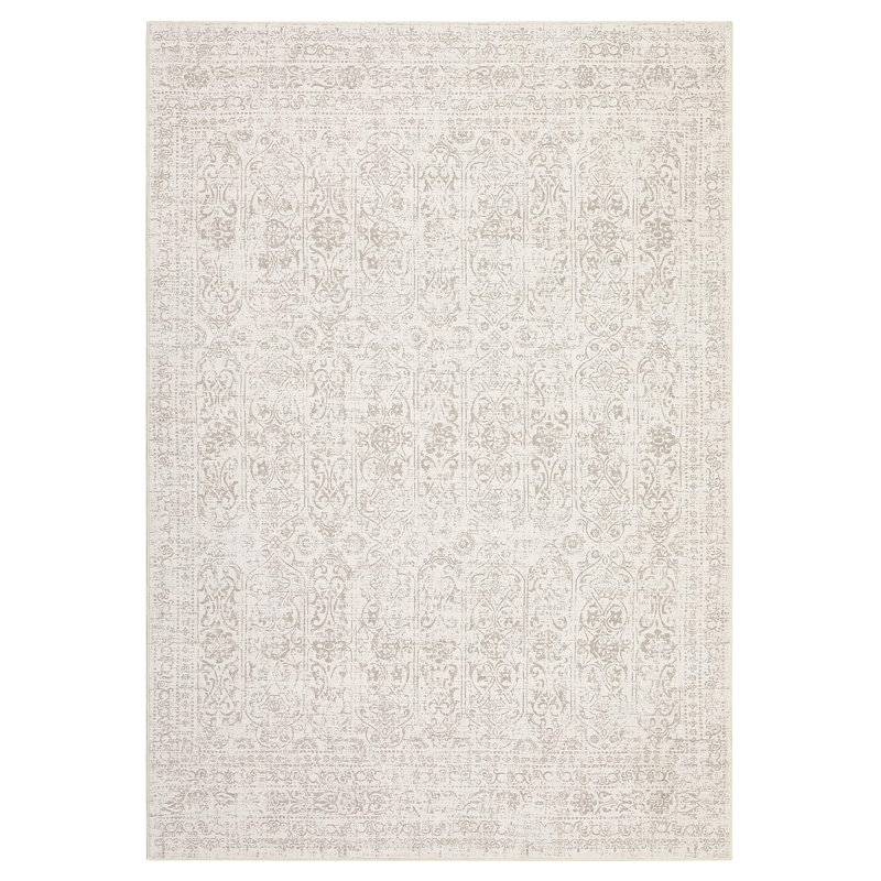 Abstract Machine Printed Area Rug, Beige, Rectangle 160 x 230 cm